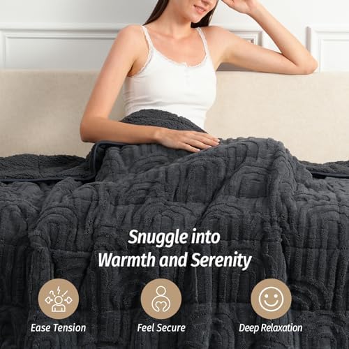 Wemore Soft Weighted Blanket for Adults 48" x 72" 12 lbs Twin Dark