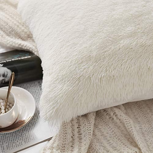 Set of 2 King Faux Fur Throw Pillow Covers Soft Velvet Decorative