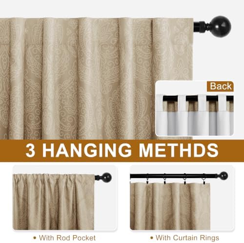 DWCN Ombre Curtains for Bedroom 96 inches Length - Back Tab Elegant