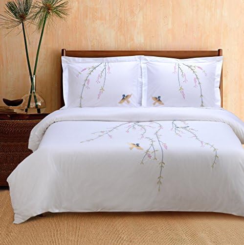 SUPERIOR Spring Embroidered Duvet Cover Set, Long-Staple Cotton