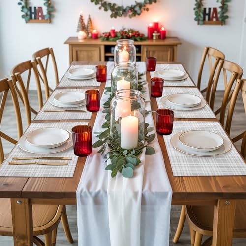 Buffalo Plaid Placemats Set of 8 Modern Gray Farmhouse Gingham Striped
