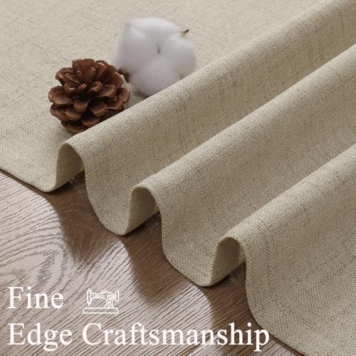 Linen Curtains 84 inch Long,Light Filtering Semi Sheer for Bedroom