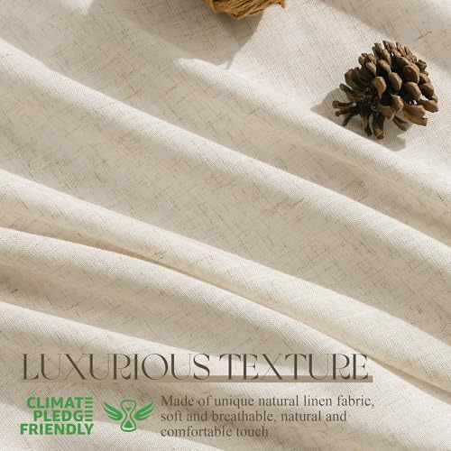 Jowels Cream Linen Grommet Curtains 84 Inch Long 2 Panels for Living