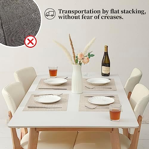 Woven Vinyl Beige Placemats Set of 20, Linen Look & Easy to Clean