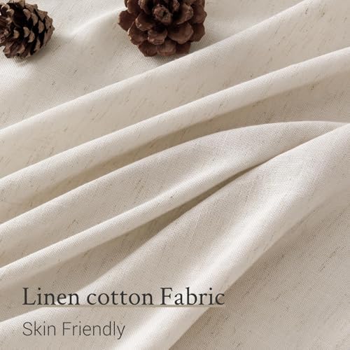 Topfinel Oatmeal Pinch Pleated Linen Curtains 84 Inch Length 1 Panels