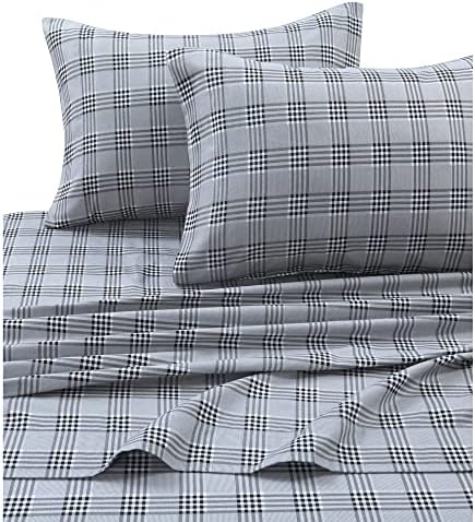 Tribeca Living King Deep Pocket Flannel Sheet Set, Snowflakes Multi