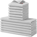 Homaxy 12 Pack 100% Cotton Kitchen Towels and Dishcloths Set, Light