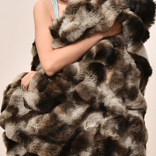 PHF Warm Faux Fur Twin Blanket, Ultra Soft Cozy, 60"x80", Tie Dye