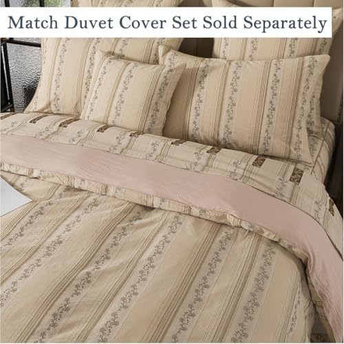 FADFAY 100% Cotton Full Bed Sheet Set 4-Piece, Woven Jacquard Floral