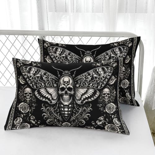 AILONEN Ivory Floral Moth Full 4 Piece Bedding Set with Fitted and