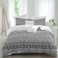 Grey Black Boho Bedding Full Duvet Cover Set, 3 Piece Microfiber Soft