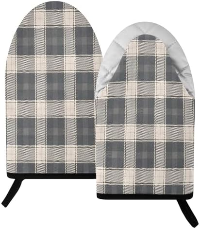 Netural Plaid Gray Non-Slip Oven Mitts Set Heat Resistant Kitchen