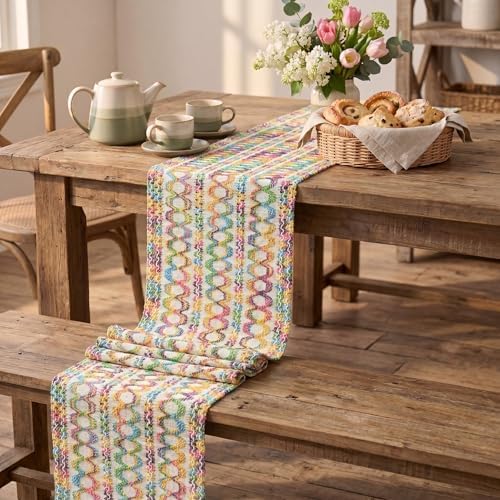 Artoid Mode Colorful Woven Farmhouse Hollow Table Runner 12x120 Inch