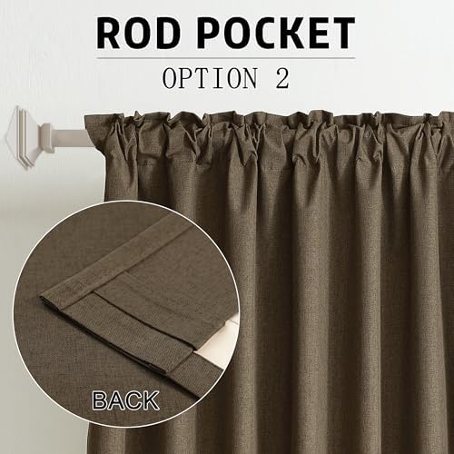 DUALIFE Brown Blackout Curtains 102 Inch Length 2 Panels Set for