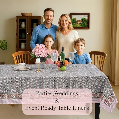 CPC Tablecloth 100% Cotton 60x60 Inch Indian Block Print Square Table