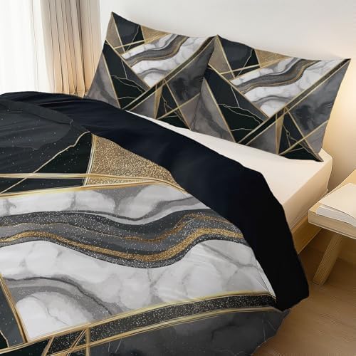 Aesthetic Bedding Grey Duvet Cover Queen Size, Reversible Abstract