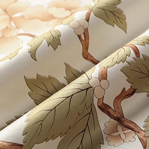 VOGOL Beige Floral Print Grommet Blackout Curtains, 52 x 63, 2 Panels