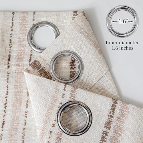 MYSKY HOME Taupe Striped Curtains 84 Inches Long Tan Patterned