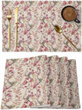 Placemats Set of 8, Pink Beige Flowers Woven Placemat, Linen Place