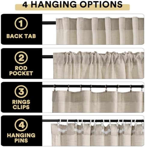 PrinceDeco 108 Inches Natural Linen Curtains for Living Room Extra