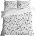 Grey Floral Duvet Cover Set 3 Pieces with Zipper Closure, Elegant