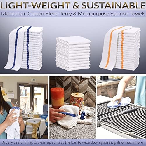 GOLD TEXTILES 60 PC New Cotton Blend White Restaurant Bar Mops Kitchen