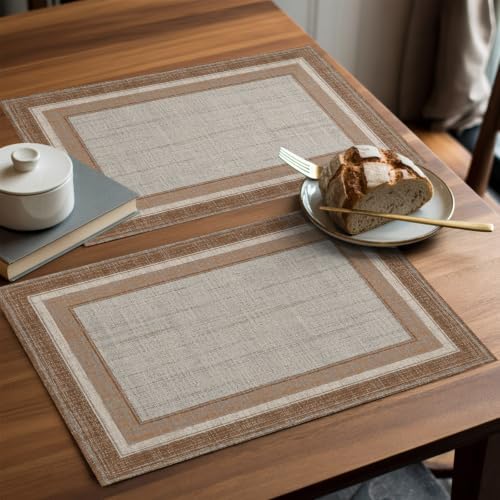 Concentric Frames Placemats Set of 12, 13''x19'' Washable Rectangular