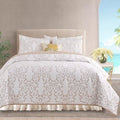 Querencia Cotton Quilt King Size - Embroidered Beige Quilt Tan Cotton