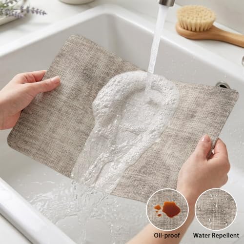 Brown Texture Pattern Leather Placemats Set of 6,12x18 Inch,Minimalist