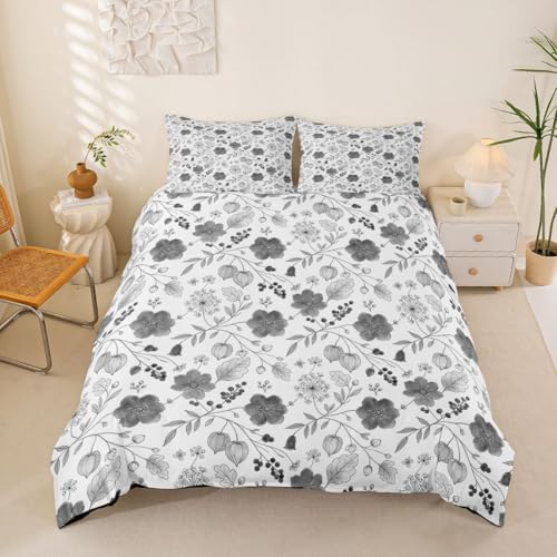 Erosebridal Boho Flower King Duvet Cover Minimalist Plant Comforter