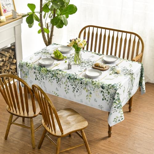 Horaldaily Spring Tablecloth 60 x 60 Inch Square Green Eucalyptus