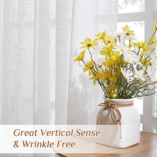 NICETOWN Linen Sheer Curtains for Windows 63" Long, Rod Pockets & Back