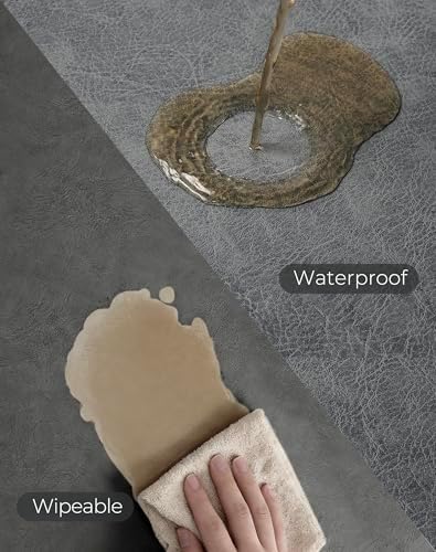 Reversible Faux Leather Placemats and Coasters Set of 12, 12x17 Inch