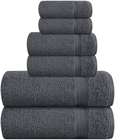 MyOwn 6 Piece Towel Set, 100% Combed Cotton - 2 Bath Towels, 2 Hand
