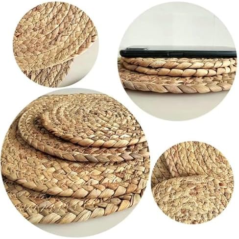Dining Table Placemats Round Washable 8 PCS, 13.78 Inches Khaki