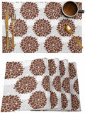 Placemats Set of 8, Brown Dahlia Woven Placemat, Linen Place Mats for