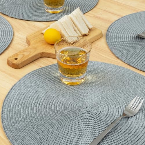 Winknowl Round Braided Placemats Set of 4 Washable Woven Heat
