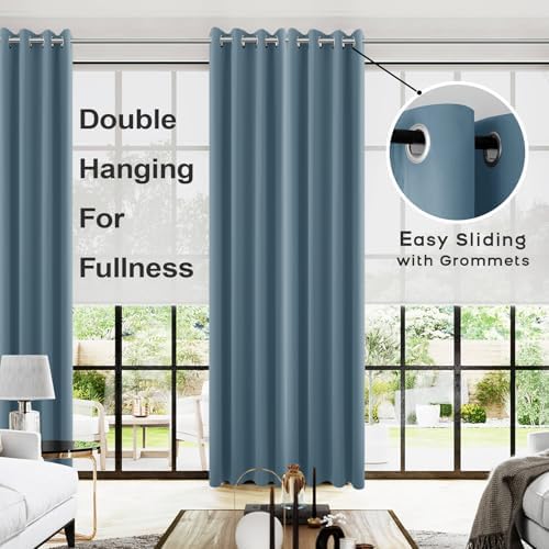 KOUFALL 108 Inch Long Blackout Curtains for Living Room, Grommet Silk