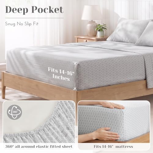 Comfort Spaces 100% Cotton Percale Sheets Full Size 4 Piece, Diamond