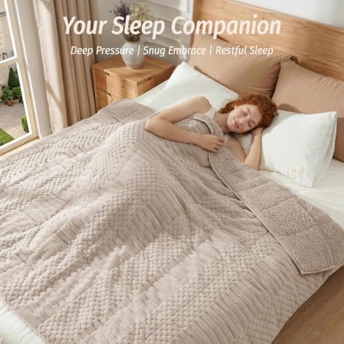 Wemore Sherpa Fleece Weighted Blanket for Adults, 60" x 80" 15 lbs