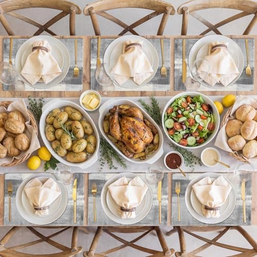 Emvency Farmhouse Placemats Set of 6, 12x18 Inch, Grey Minimalist
