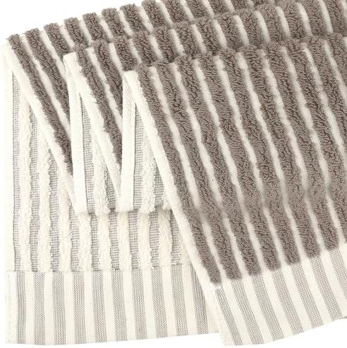 uxcell 100% Cotton Striped Soft Absorbent Jacquard Woven Hand Towels