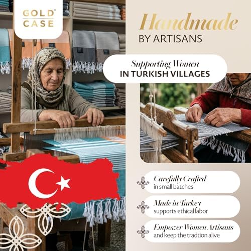 Gold Case Turkish Hand Towels for Bathroom & Kitchen – Set of 4, 20x40