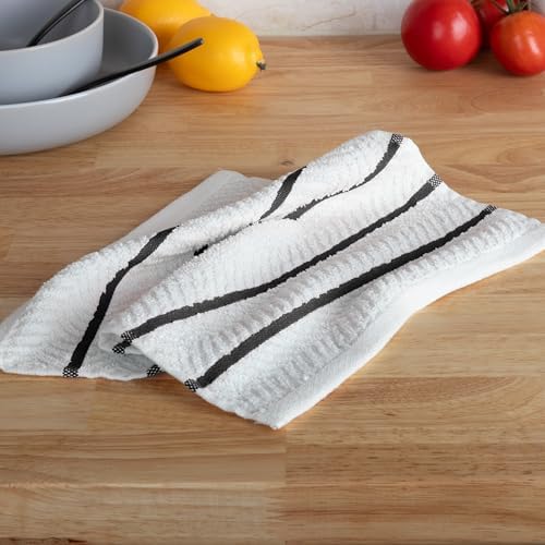 Lavish Home Soft and Absorbent Cotton Dish Cloths, Black, 16-Pack