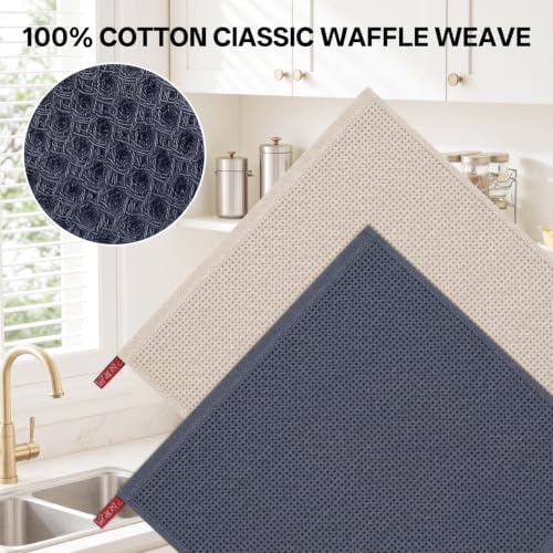 100% Cotton Waffle Kitchen Dish Towels Dark Gray 12 * 12 7 Pack