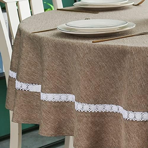 EHouseHome Heavy Duty Fabric Tablecloth with White