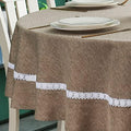 EHouseHome Heavy Duty Fabric Tablecloth with White
