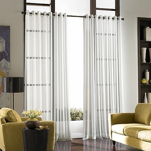 Curtainworks Soho Voile Sheer Grommet Curtain 59 x 108 Winter White 1