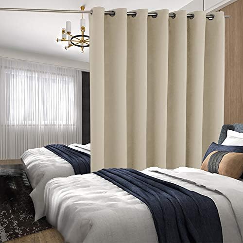 BGment Beige Sliding Door Curtain 108 Inch Long - Wide Room Darkening