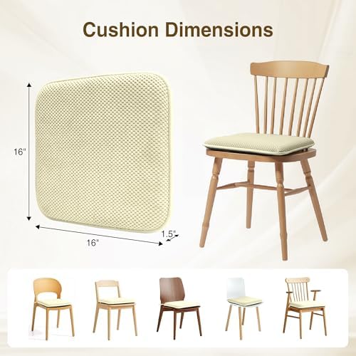 puredown® Chair Cushions for Dining Chairs, Set of 2 Memory Foam Seat